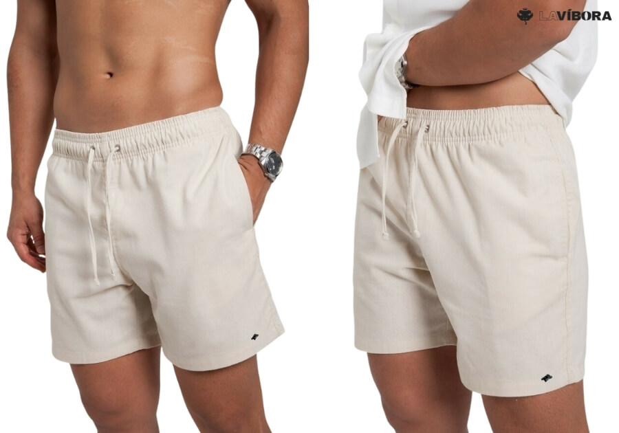 Short Linho Masculino Bege